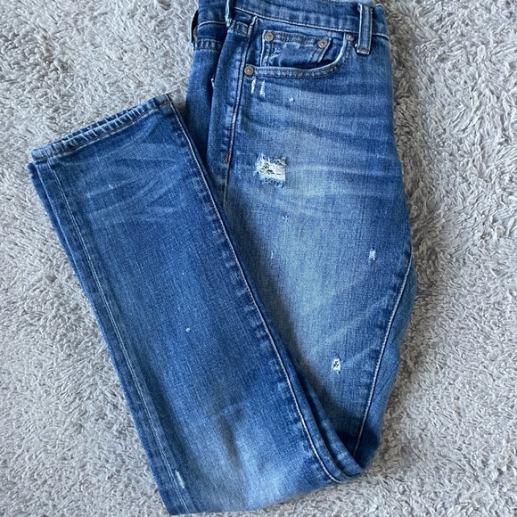 Madewell Slim Boyjean Boyfriend Distressed Mid Rise Medium Wash Jeans Sz 28 - Picture 8 of 8